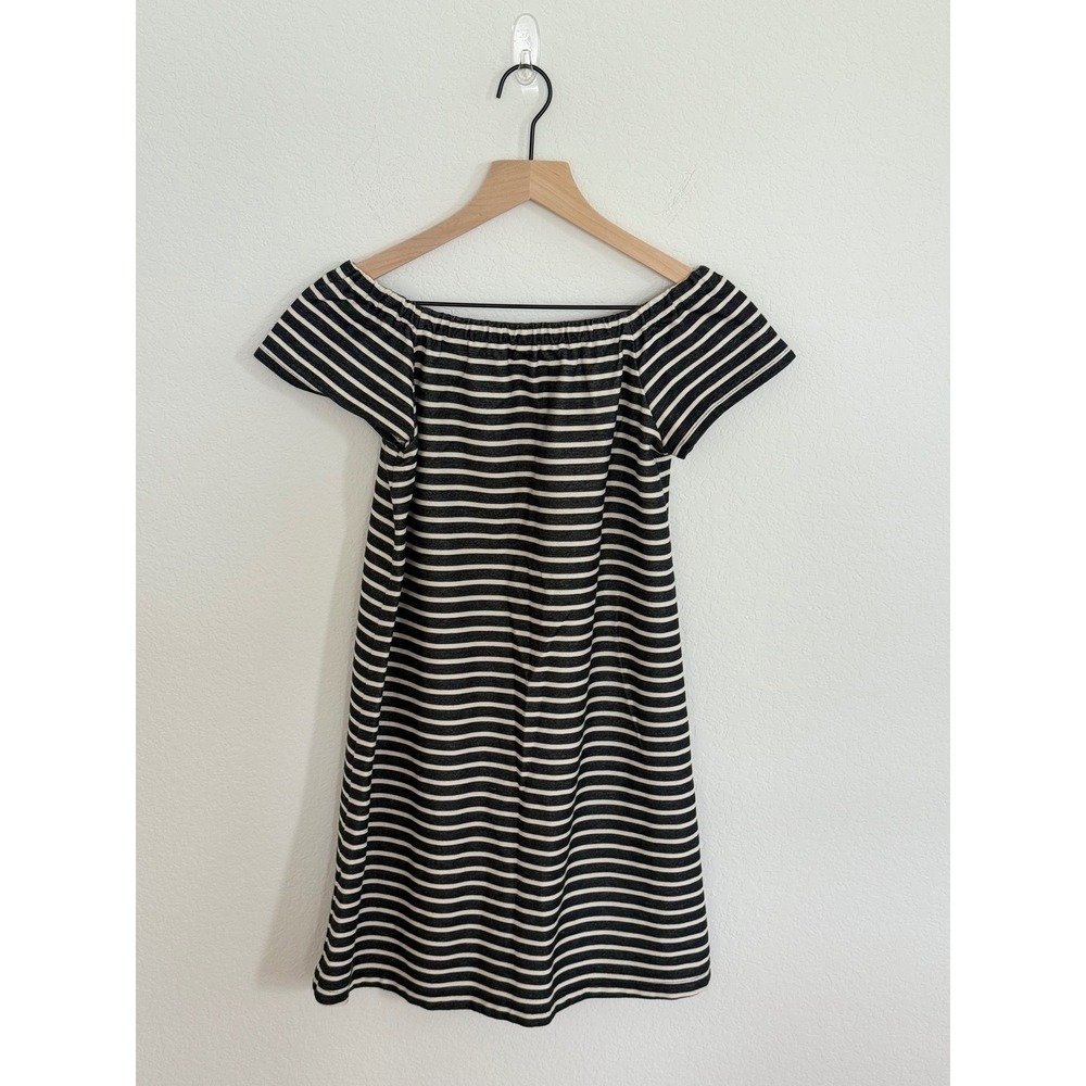 Madewell Striped Off-The-Shoulder Mini Dress Black White XS